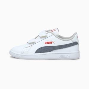 Puma Smash v2 δερματινα Αθλητικά Παπούτσια για αγορια ασπρα γκρι | PM847WUN